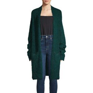 Free People Open Wool Blend Cardigan In Evergreen NWT